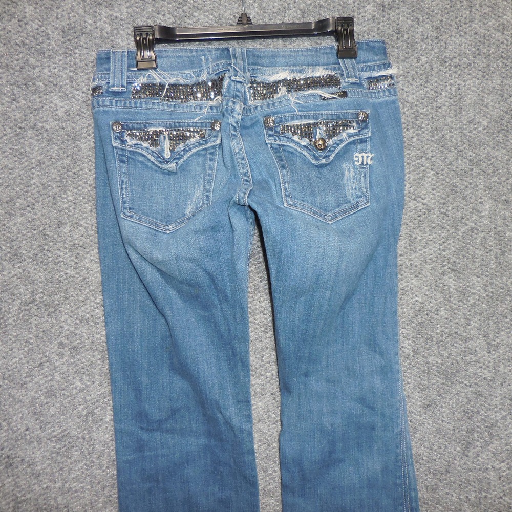 Miss Me Bootcut Embellished‎ Jeans JP4221R Medium Wash Rhinestone Distressed 30